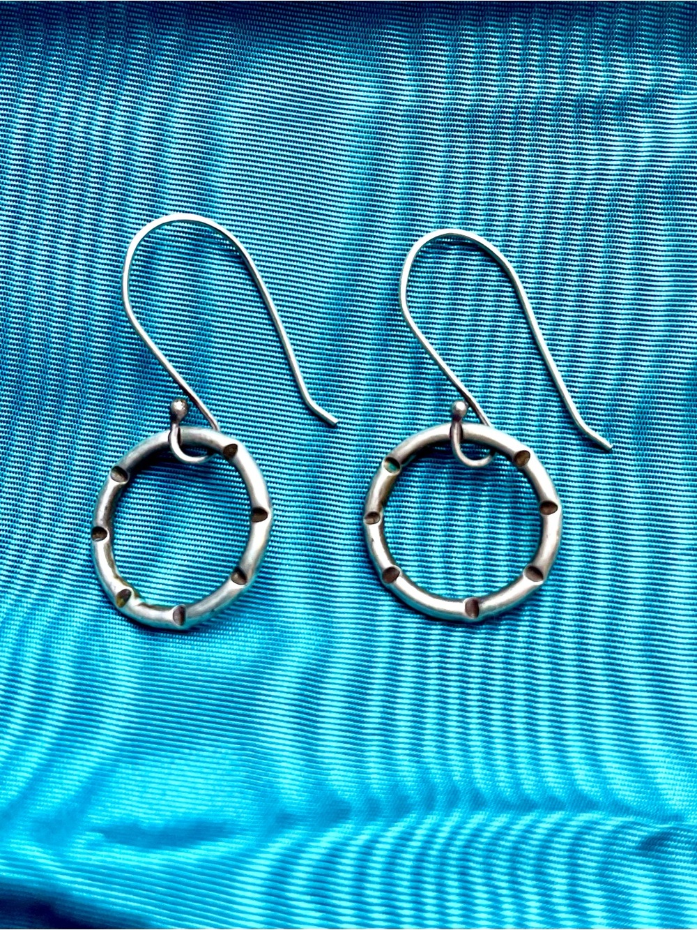 Sterling Silver Open Circle Drop Earrings - Silver